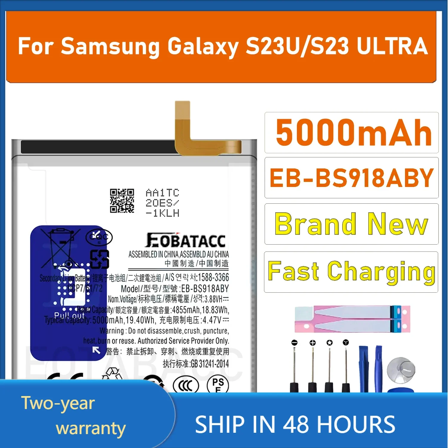 2025 YEARS EOTABACC High Quality 100% Original EB-BS918ABY Battery For Samsung S23U/S23 ULTRA Phone Battery+Tools
