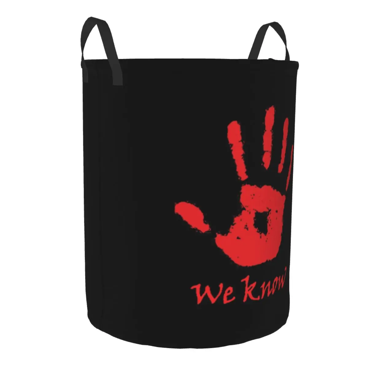 Custom We Know Dark Brotherhood Hand Laundry Basket Collapsible Skyrim Gamer Gift Clothes Hamper for Baby Kids Toys Storage Bin