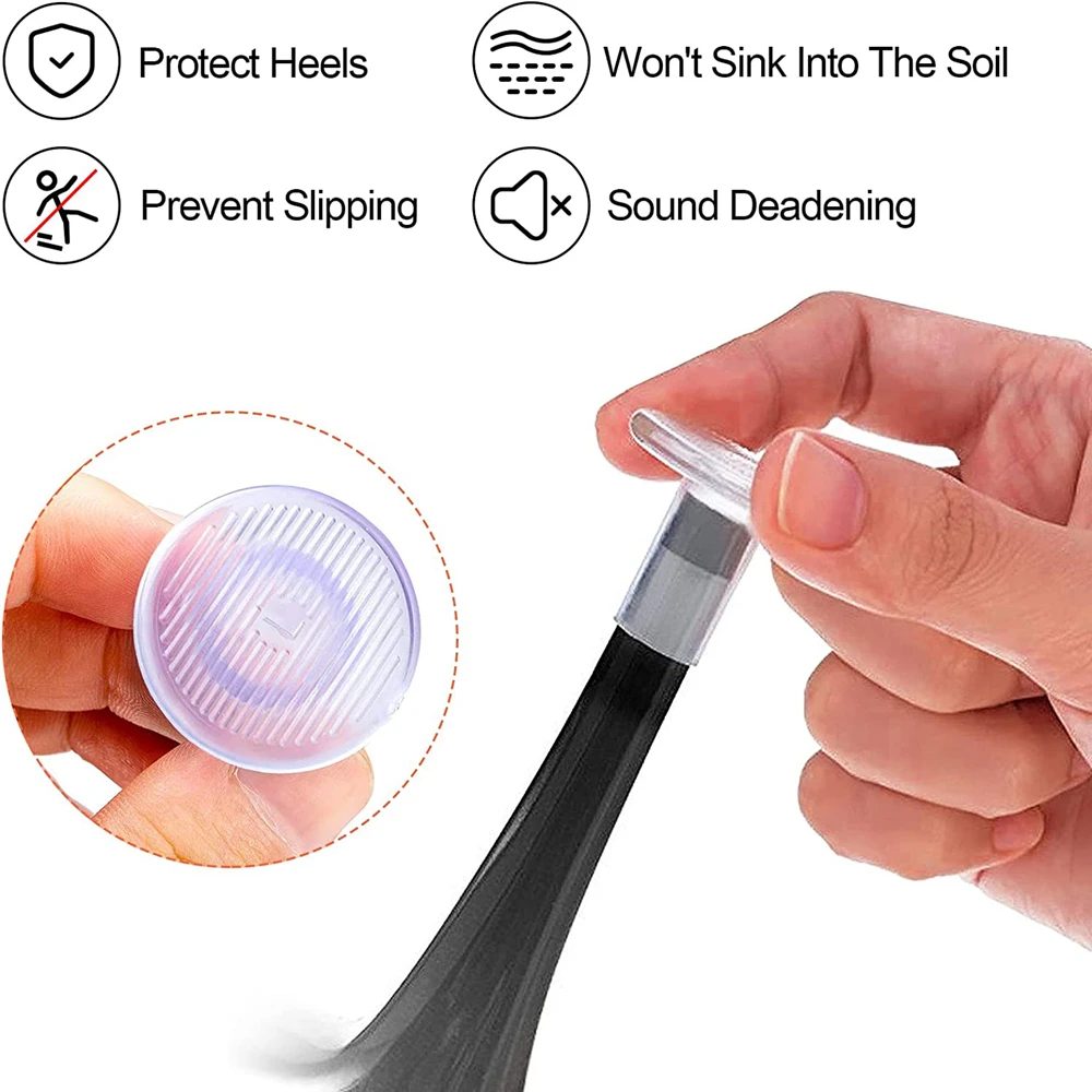 16 زوجًا (4 مقاسات) واقيات الكعب العالي سدادات الكعب توقف الغرق في شقوق العشب أغطية إصلاح الكعب مثالية لحفلات الزفاف في الهواء الطلق