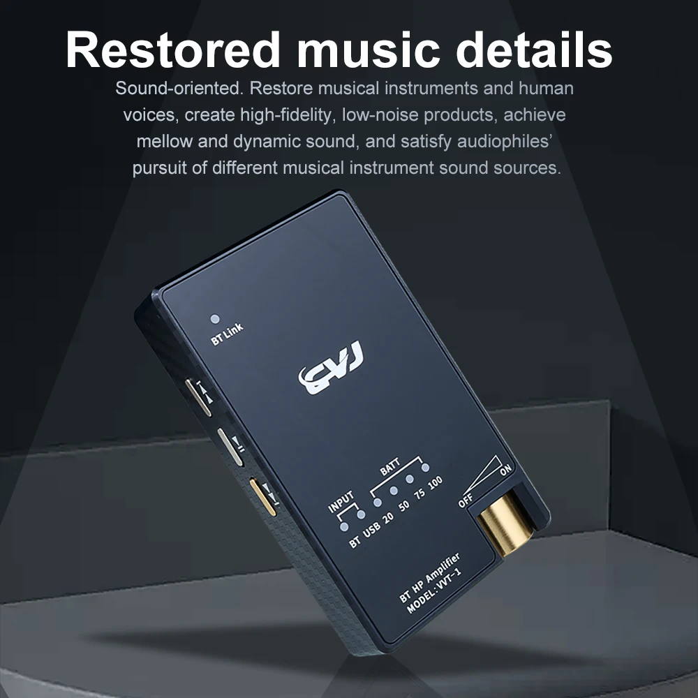 CVJ VVT-1 Dual ESS9039Q2M Portable Bluetooth 5.3 Decoding Headphone Amplifier Qualcomm QCC5125