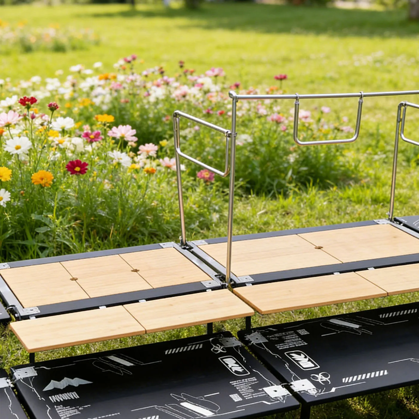 IGT Extension Board IGT Side Table Top Bamboo Board Outdoor Kitchen System Module Camping Picnic Dining Extension Table Top