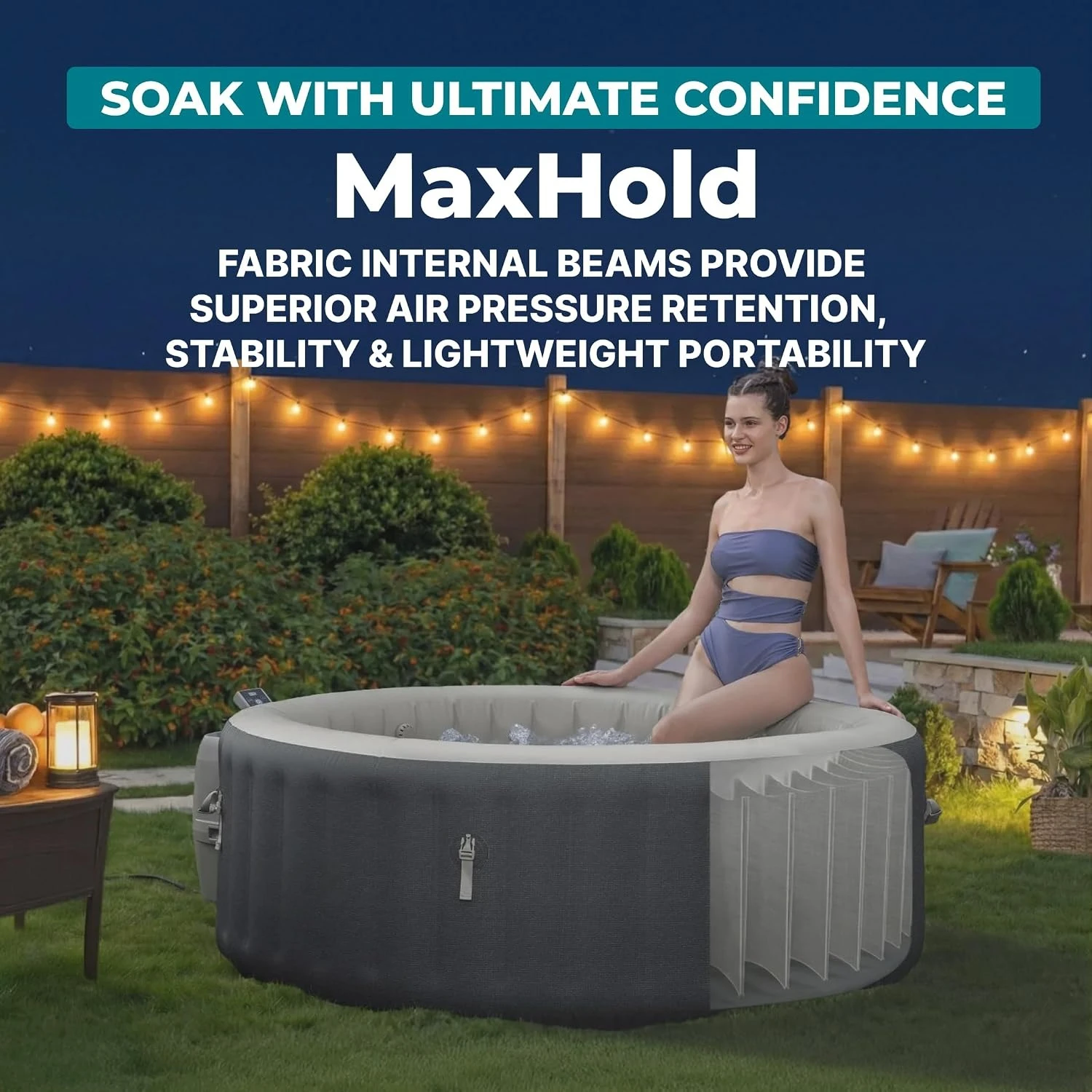 Inflatable Hot Tub - 2-4 Person Round Inflatable Hot Tub