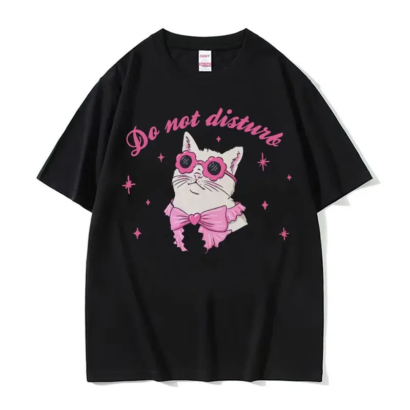 Do Not Disturb Funny Cute Cat Meme Graphic Tshirt Men Women Aesthetic Short Sleeve T-shirt Casual Cozy Cotton T Shirt Streetwear