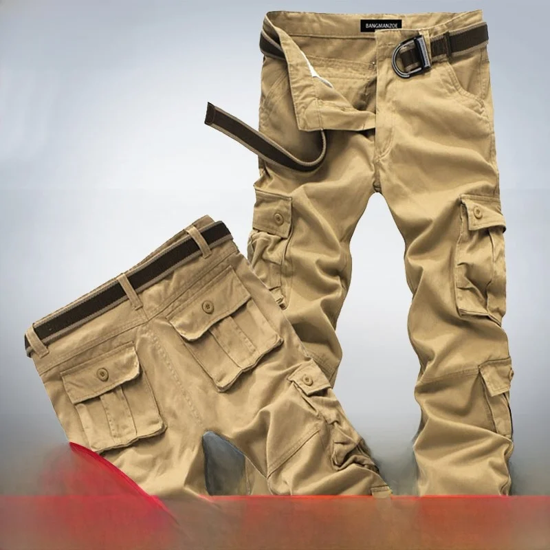 Men's Casual Cotton Work Trousers Large Size Thickened Multi-pocket Long Outdoor Sports Labor Protection Pants Straight Leg Fit