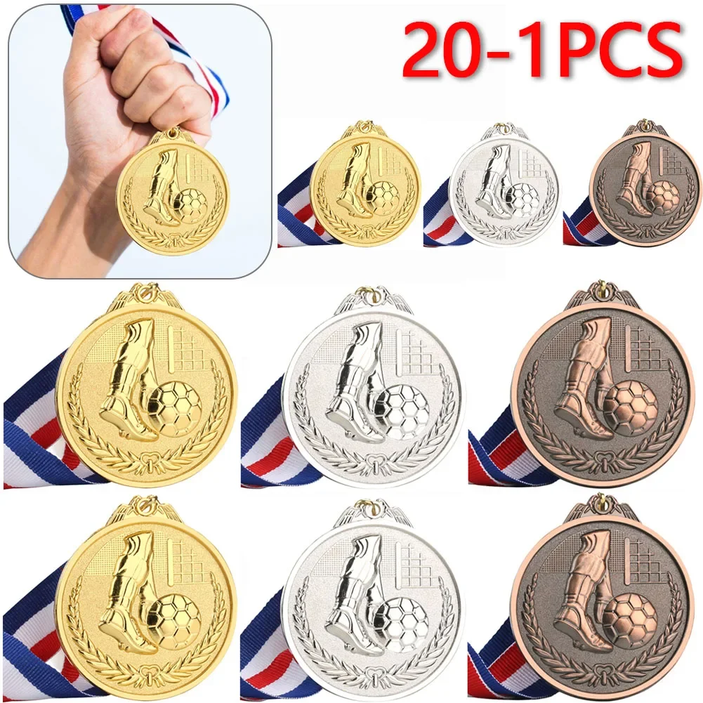 Premios de competición deportiva, medallas de aleación de Zinc, fútbol, resistentes al desgaste, oro, plata, bronce, regalos de recuerdo, 20-1 piezas