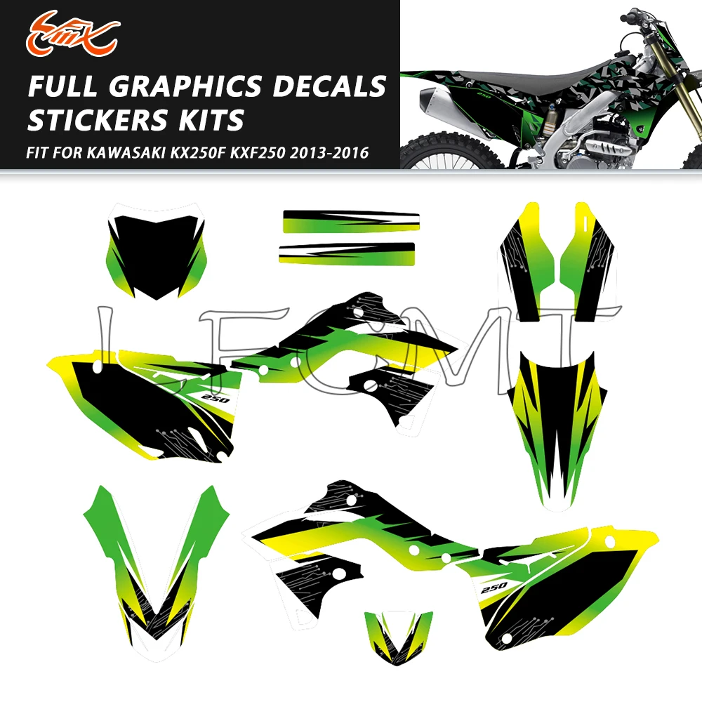 

Комплекты наклеек с полной графикой для мотоциклов, подходят для Kawasaki KX250F KXF250 KXF 250 KX 250F 2013 2014 2015 2016