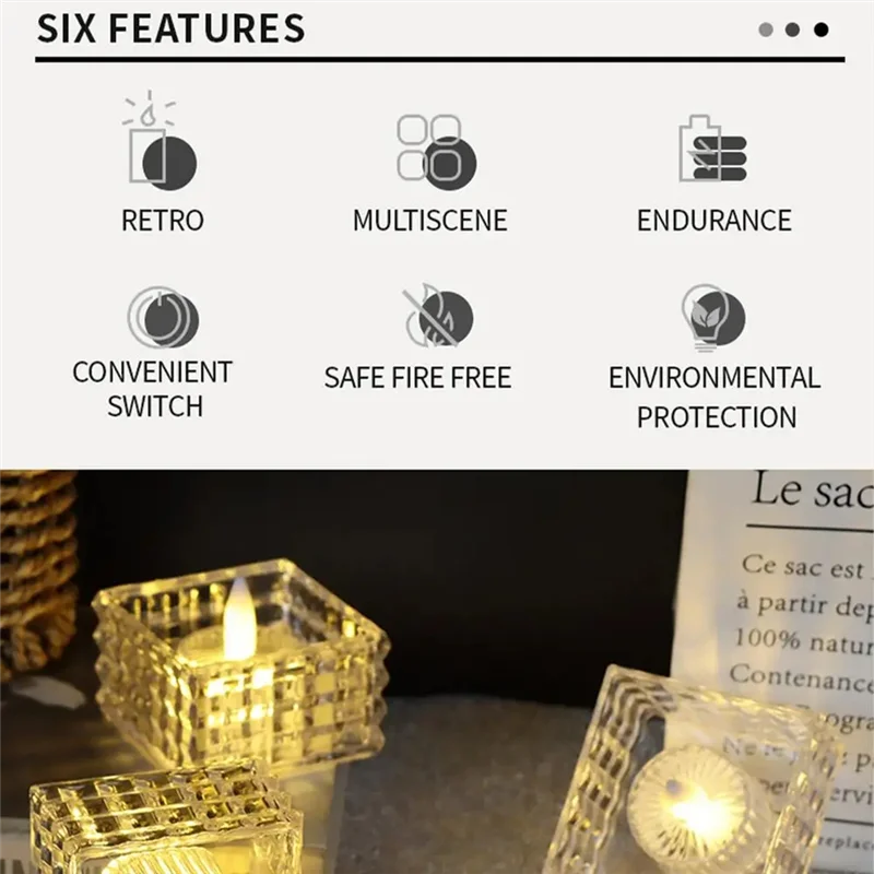 

AD30-свечи 6 шт. кубические светодиодные чайные свечи свечи электрические беспламенные свечи поддельные украшения дома для свадьбы Хэллоуина