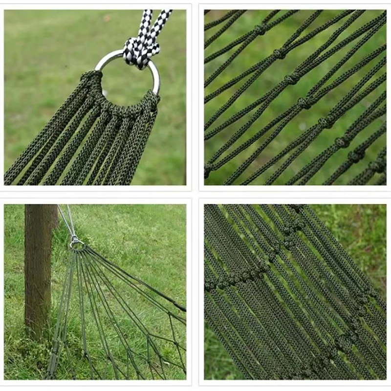 Outdoor Supplies Thickened Mesh Camping Hammock Nylon Rope Single Hammock Nylon Rope Hammock Mesh Hammock