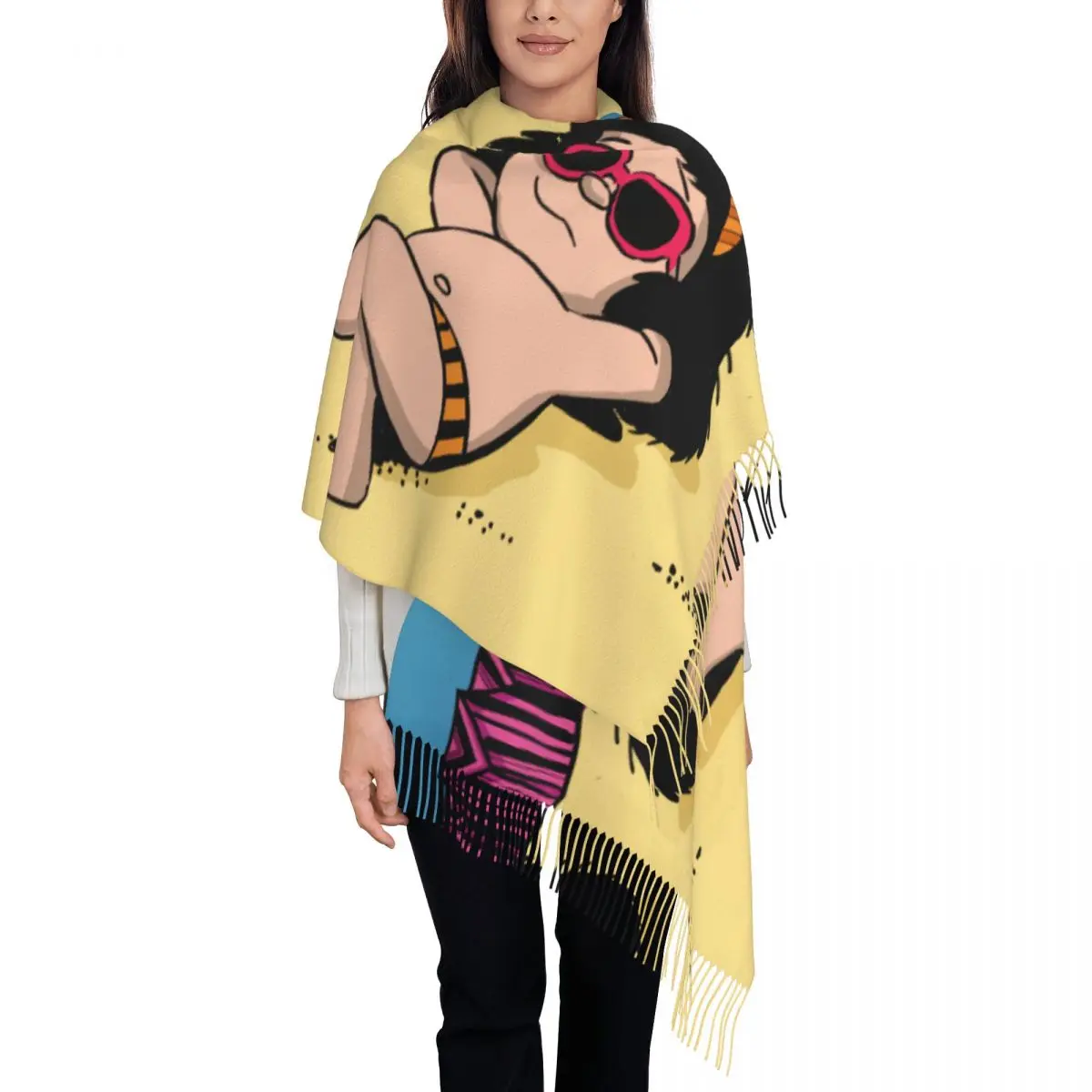 

Забавный шарф с принтом на заказ, летний шарф для женщин и мужчин, зима-осень, теплые шарфы с героями мультфильмов, манга Quino, шали с комиксами, накидки