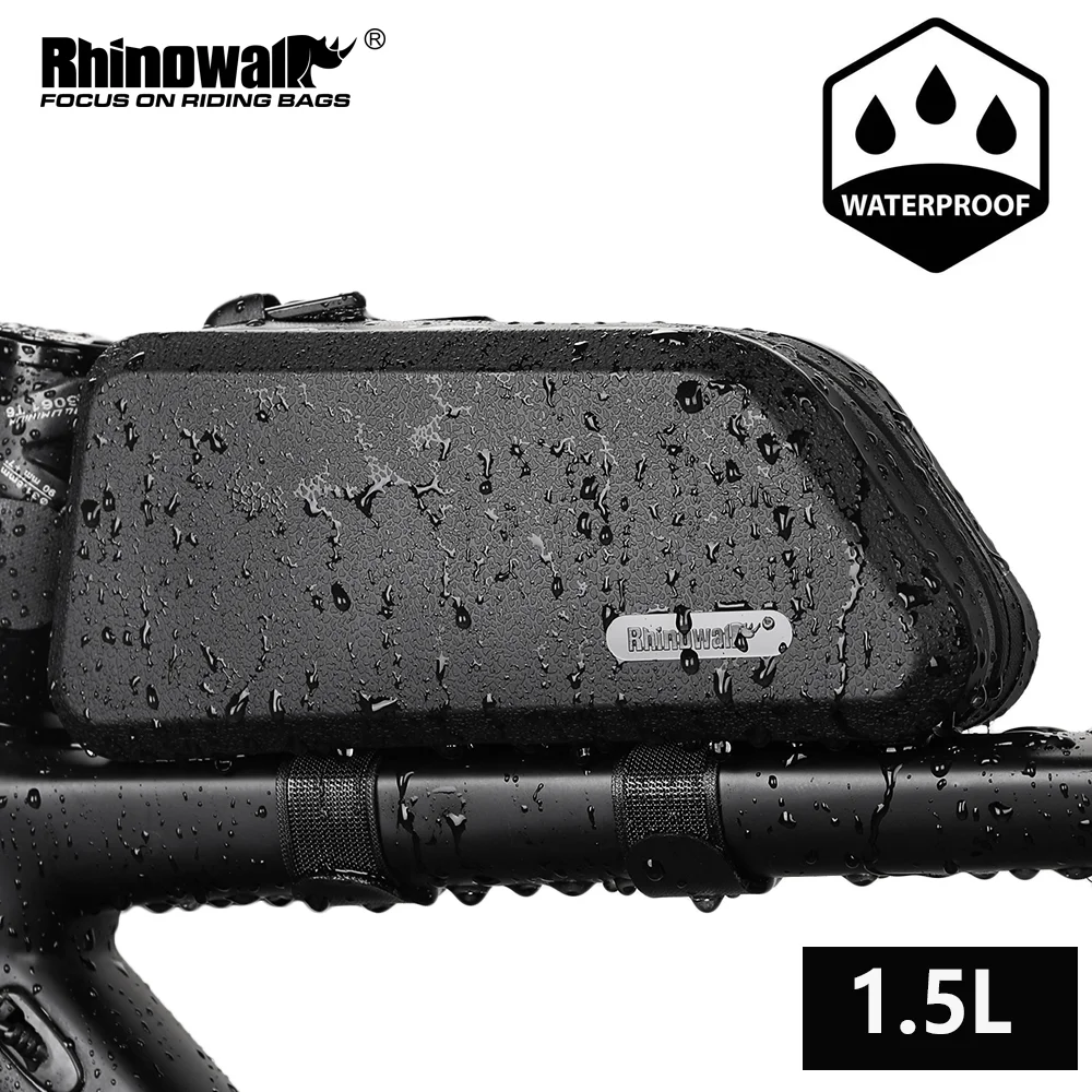 Rhinowalk Bicycle Top Tube Bag 1.5L Waterproof TPU Bike Frame Front Pack Portable MTB Road Cycling Bag Case Bicycle Accessories