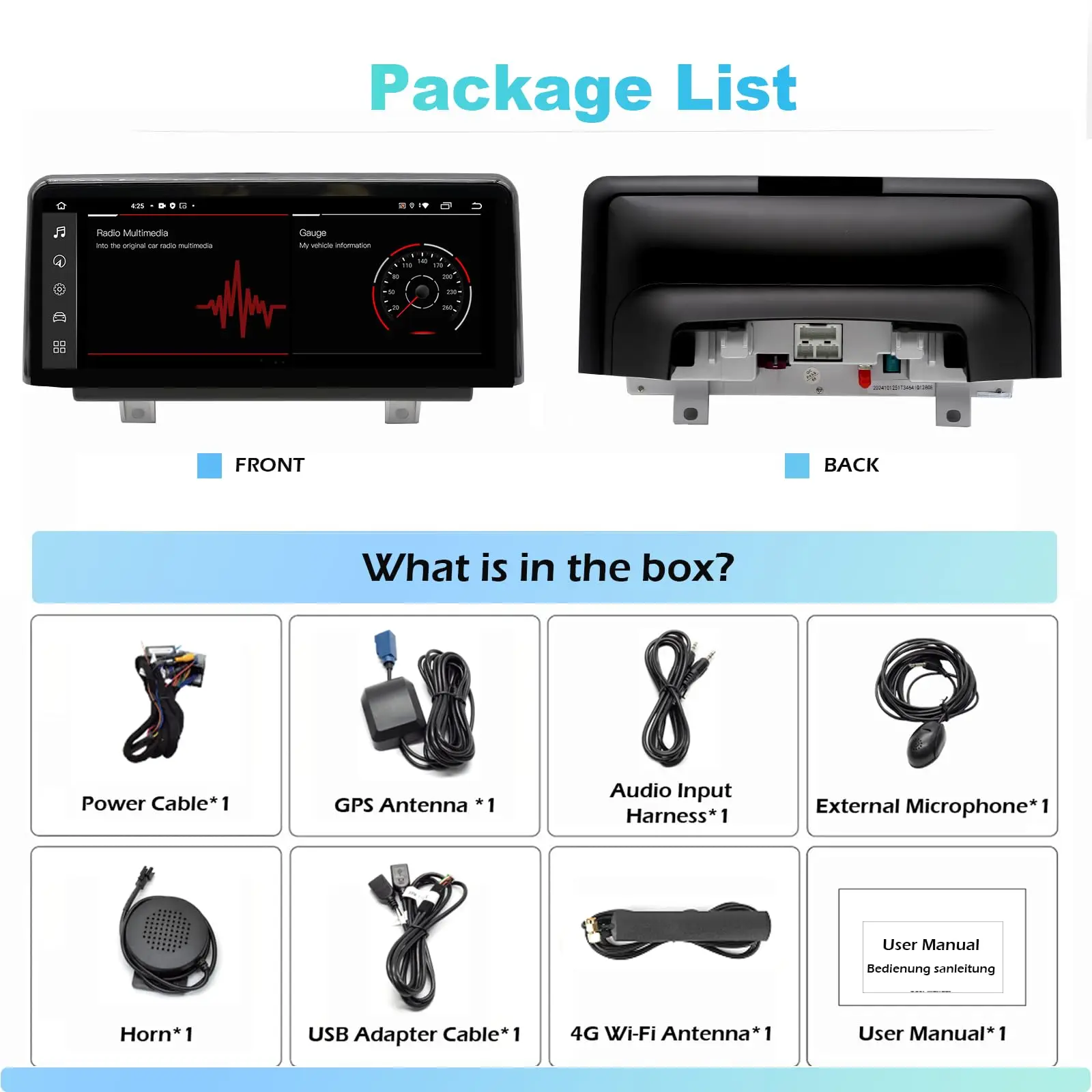 Android car radio for BMW 3 Series F30 F31 F34 4 Series F32 F33 F36 NBT System [4+64G] wireless Carplay Android Auto, iDrive