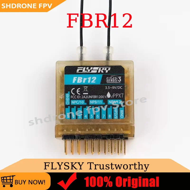 

FLYSKY FBR12 12CH 2.4GHz AFHDS 3 Dual Antennas PWM PPM I-BUS S.BUS I-BUS 2 Waterproof Receiver for RC Boat Models