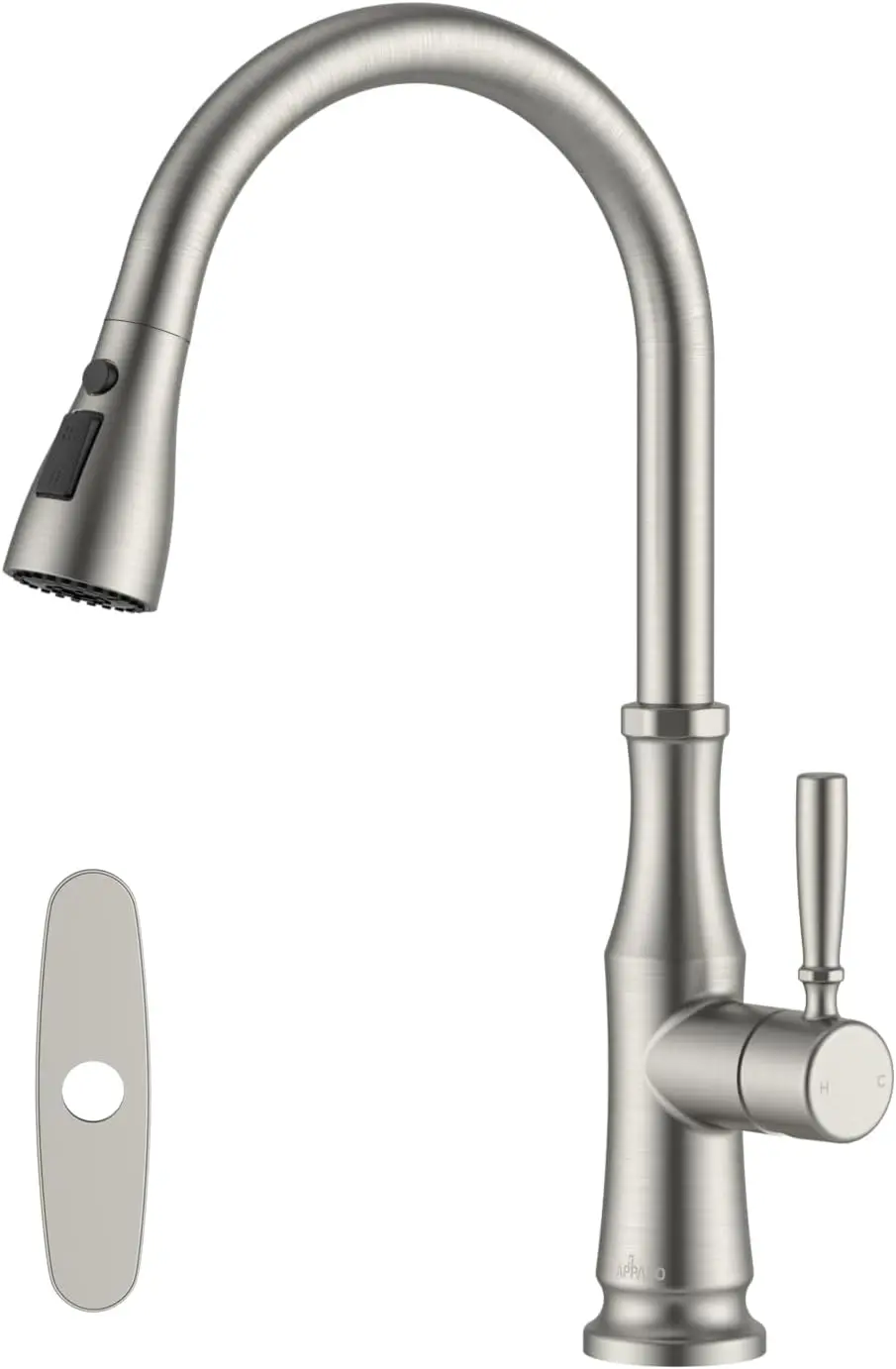 

Kitchen Faucet with Pull Down Sprayer, 3-Mode, 360° Swivel, Single Handle, 304 Stainless Steel, Brushed Nickel for 1-3 Hole Sink