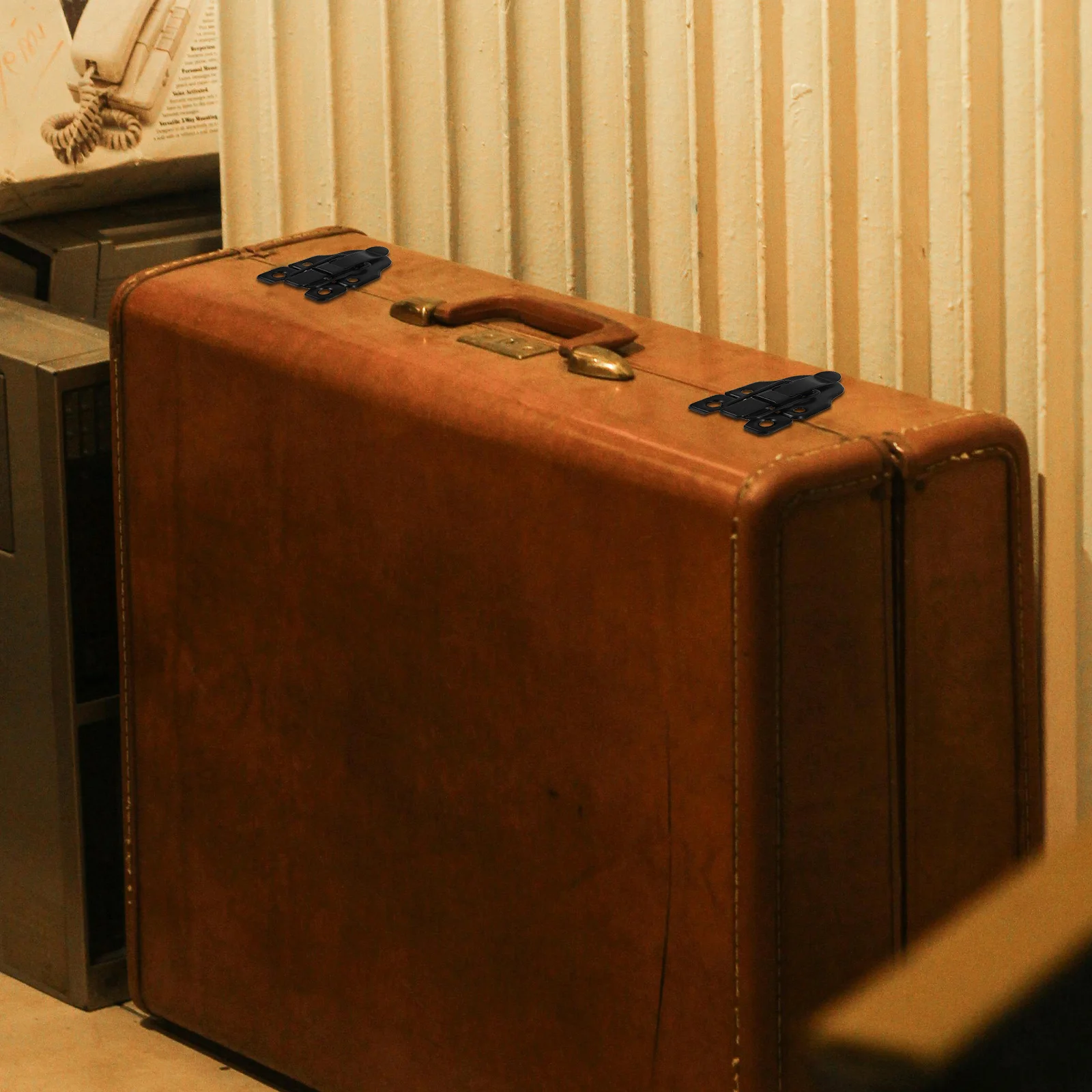 

Retro Style Box Latch Hardware for Wooden Tool Chests Black Iron and Wood Fastener with Padlock Hole Secure Closure for Storage