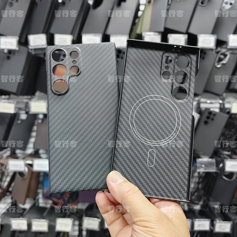ZXKE Carbon Fiber Case voor Samsung Galaxy S26 S24 S25 Ultra met ingebouwde ijzeren plaat, magnetische autohouder, Magsafe, Aramid Fiber behuizing
