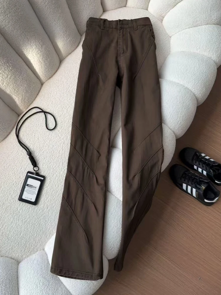 

Мужские джинсы Ce Brown прямого кроя: весенний стиль, американский кэжуал, модные универсальные брюки из хлопкового денима со средней посадкой и молнией