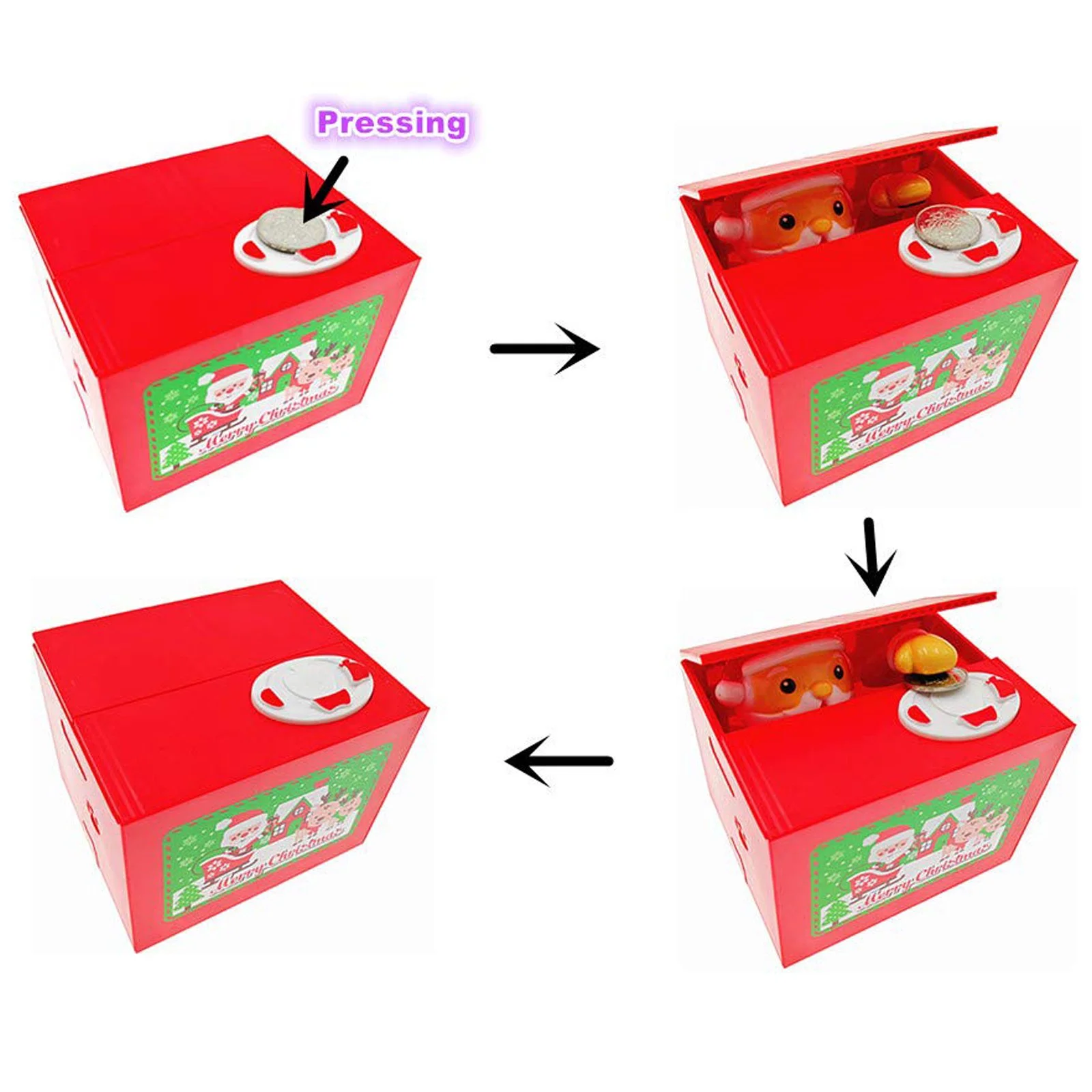 Salvadanaio per risparmio di Natale, scherzo musicale Babbo Natale Ruba denaro Moneta Salvadanaio Barattolo per riporre monete Regali per le vacanze di Natale non inclusi