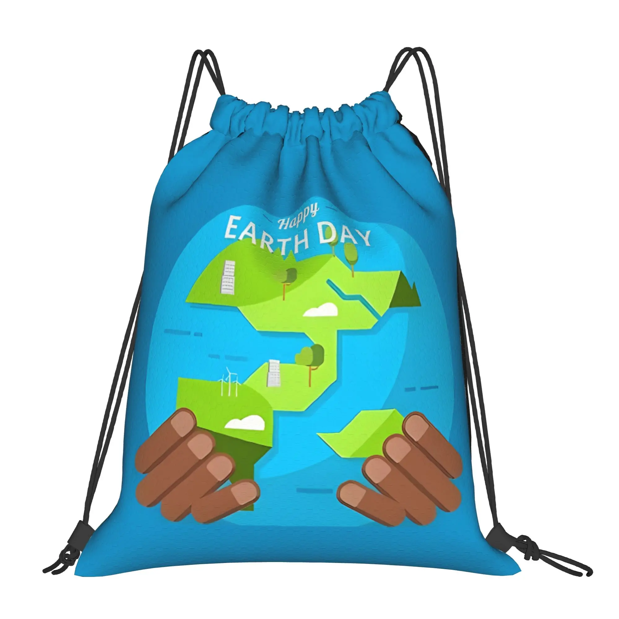 African Happy Earth Day  Portable Sports Drawstring Backpack Riding Backpack Gym Clothes Drawstring Bags