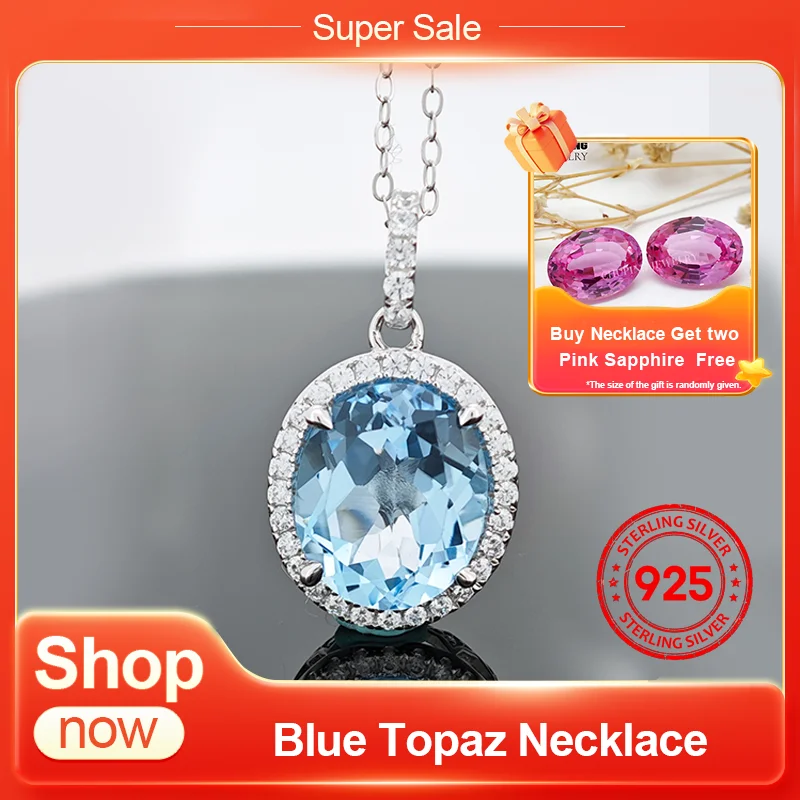 

Chu Ping Fine Jewelry Blue Topaz Oval Shape Necklace For Classic Party Birthday Valentine's Day Gift Charming & Exquisite
