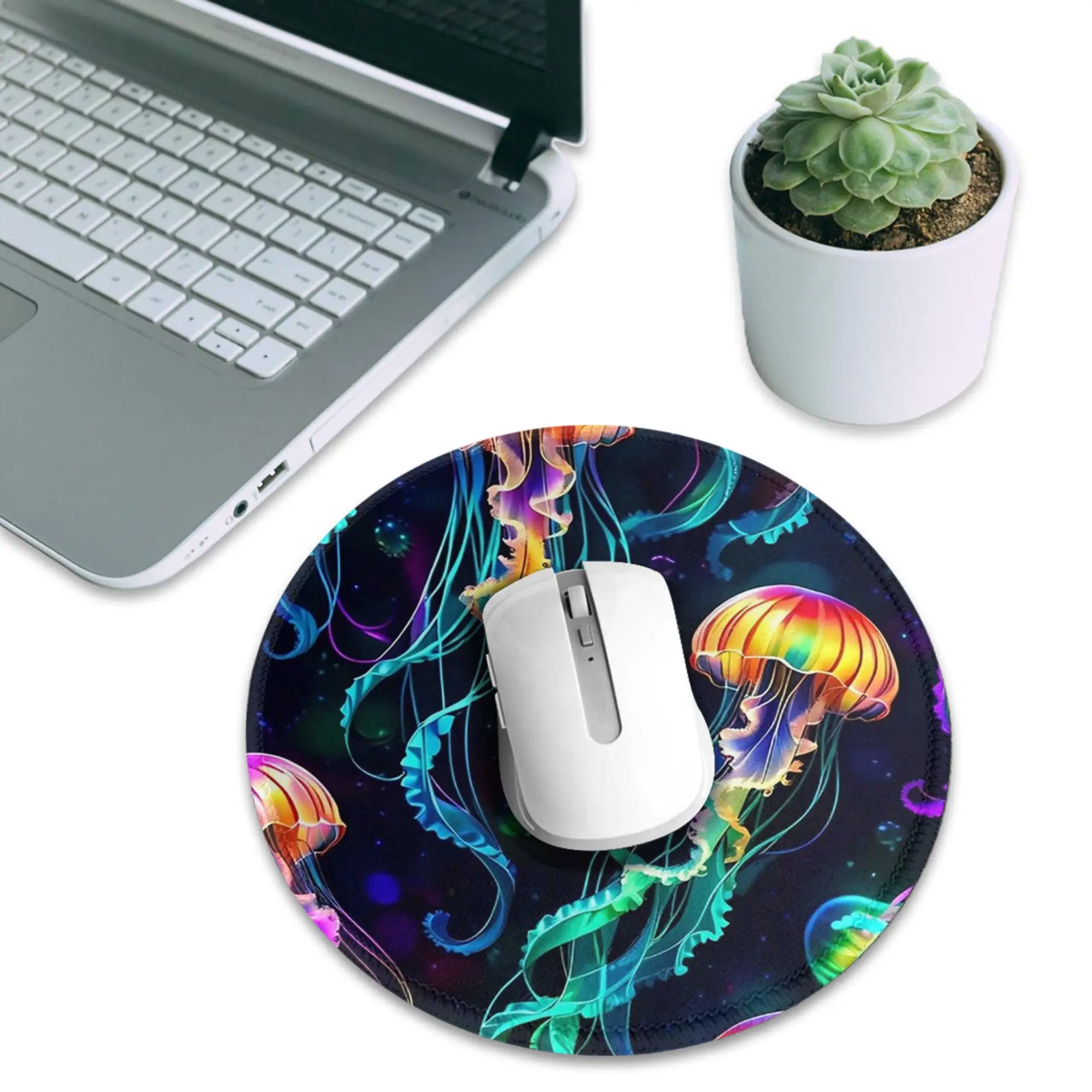 Psychedelic Bioluminescent Trippy Jellyfish Mouse Pad Computer Keyboard Mouse Mat Laptop Desk Mat Office Accessories Table Mats