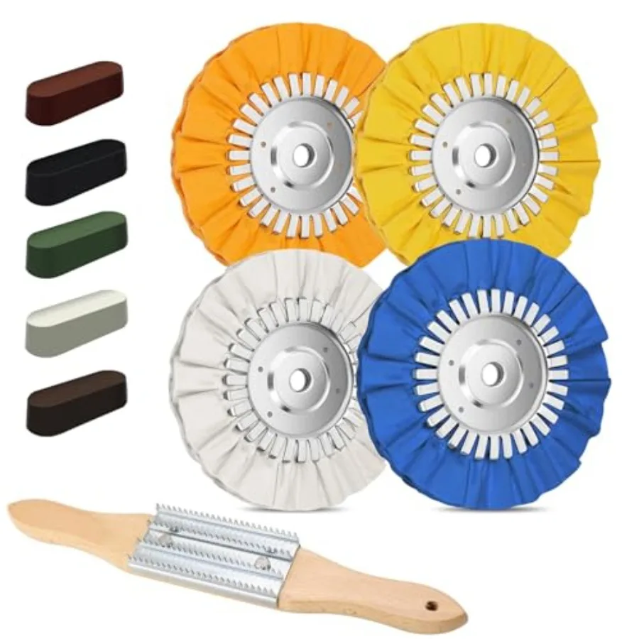 

10 Pcs Polishing Wheel Kit 8 Inch Aluminum Wheels Polish Polishing Compound with Buffing Wheel Rake Airway Polisher in Diameter