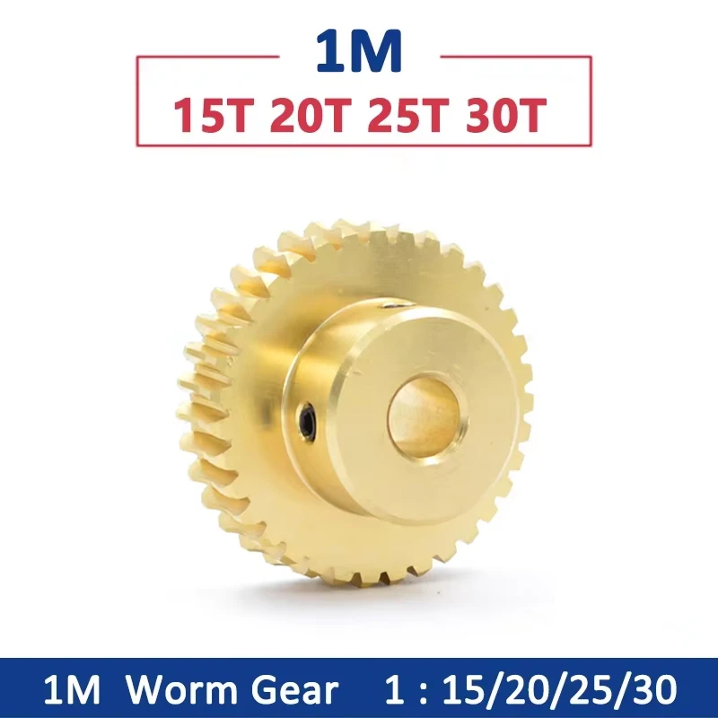 

1pc 1M Turbine Worm Gear 15Teeth 20Teeth 25Teeth 30Teeth Transmission Ratio 1:15/20/25/30 Brass Gear 45# Steel Worm