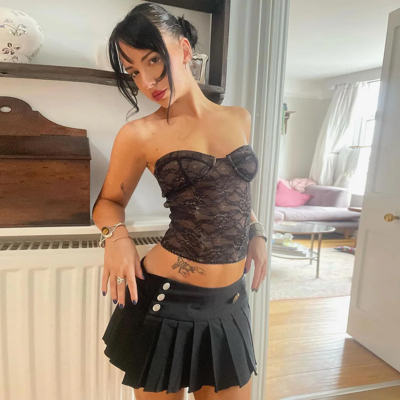 2024 Summer Chic Hollow Out Y2k Black Corset Crop Top Tanks Korean Sexy Lace Cropped Vest Tops Women Streetwear Backless Girls image 6