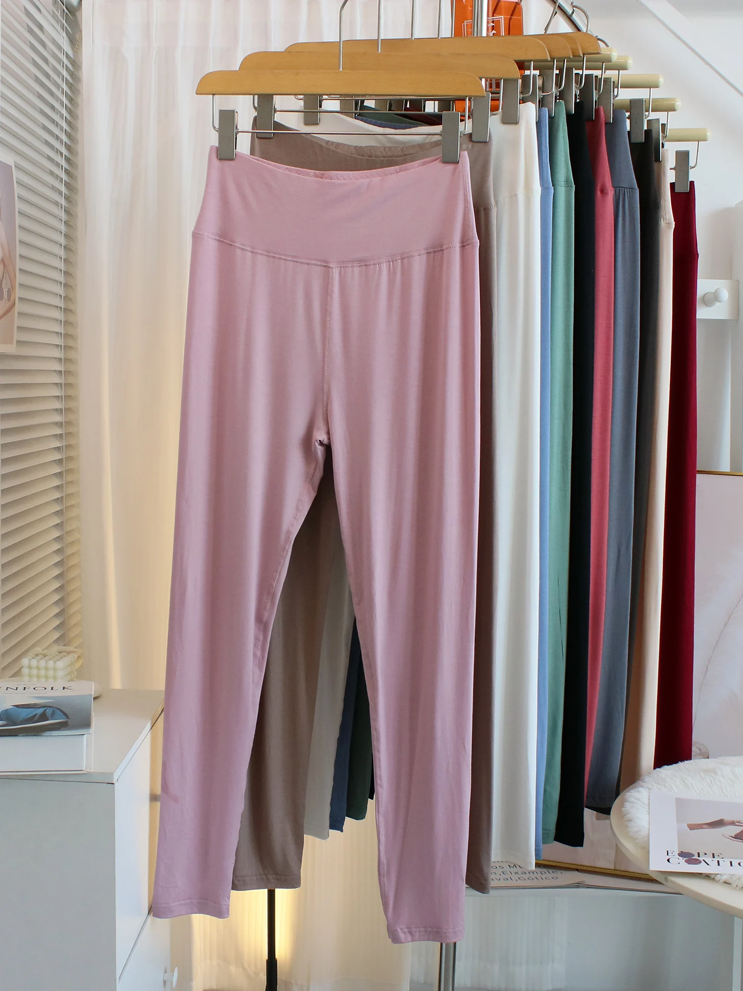 

High-Waist Thin Modal Yoga Pants Elastic Slim Fit Pilates Ankle-Length Sports Fitn Nine-Piece Women's Base Layer Pants