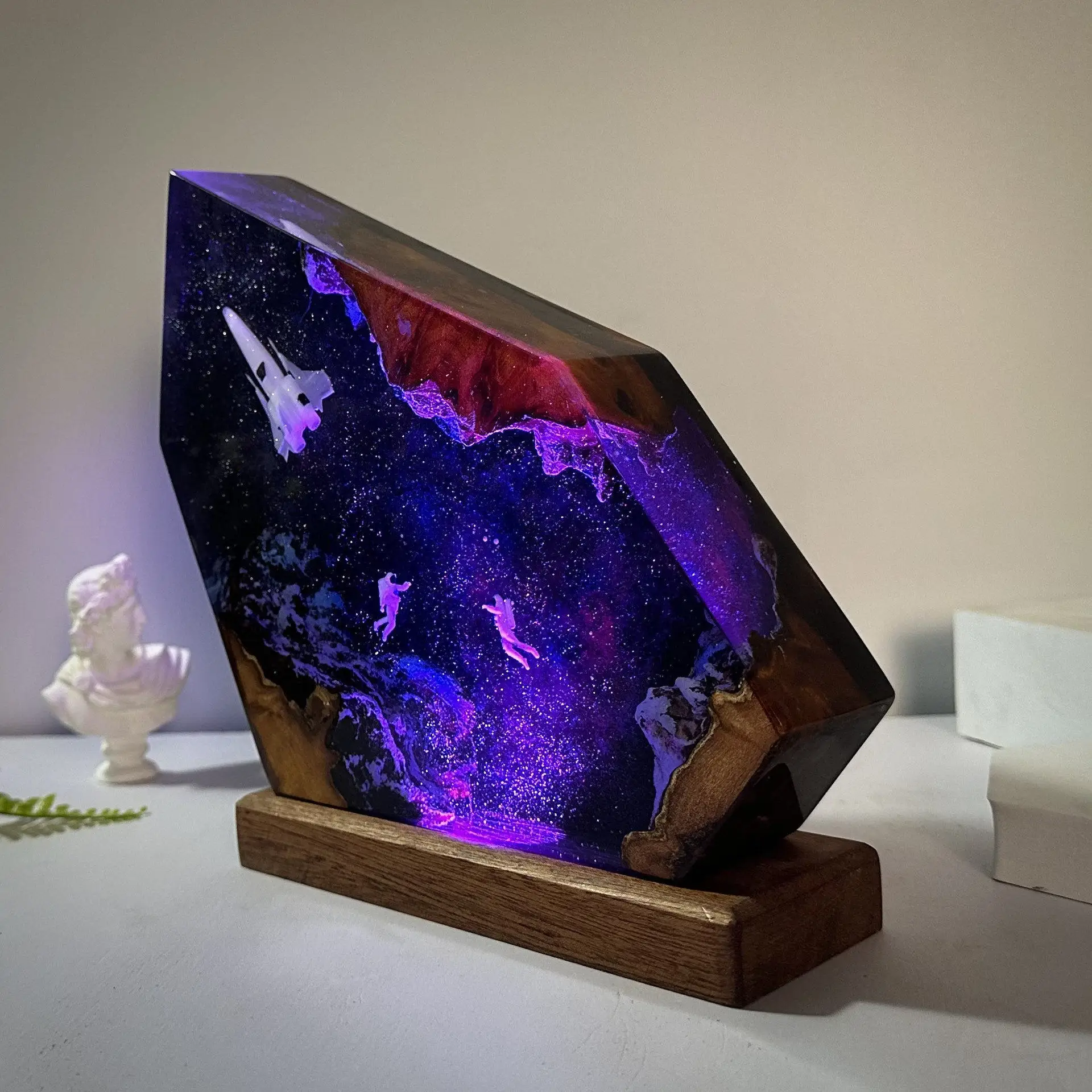 8*5 Inches Resin Luminescent Sculpture Universe Milky Way Desktop Decoration Home Decoration Art Gift for Exploring Starry Sky