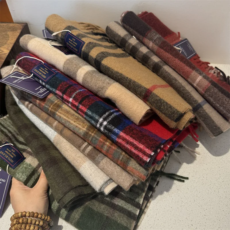 Winter Women Scarf Luxury Brand British Pashmina Classic Plaid Soft Female Male Imitation Cashmere Thermal Muffler Men Shawl