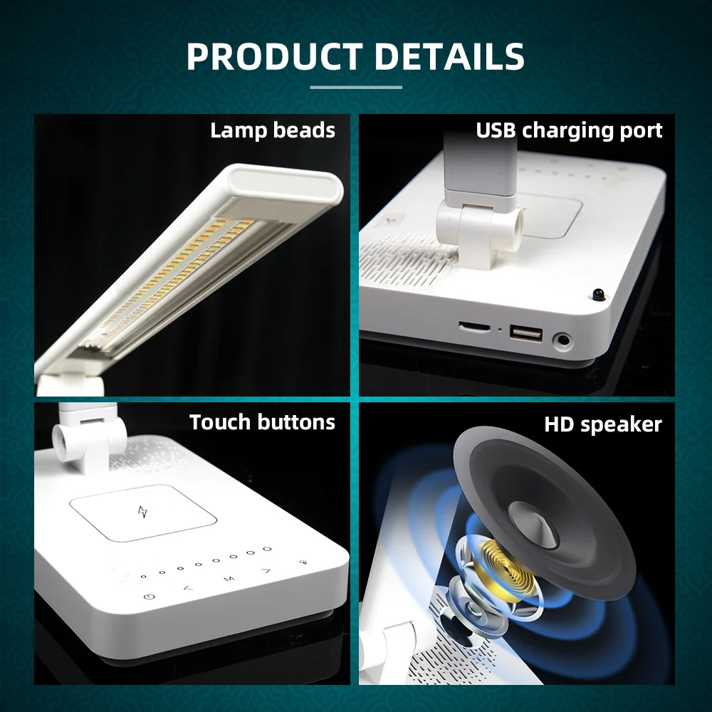 Koran Azan Koran Islamischen Muslimischen Helle Nachtlicht Lampe Heiligen Bluetooth Lautsprecher Telefon Drahtlose Ladegerät Arabischen Sound Caixa De Som