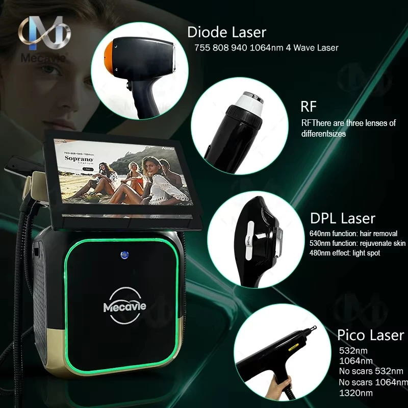 4 In 1 2026 Newest Diode Laser Pico 808 Carbon Peeling RF Ipl Nd Yag Picosecond Laser Opt Hair Removal Tattoo Removal Machine