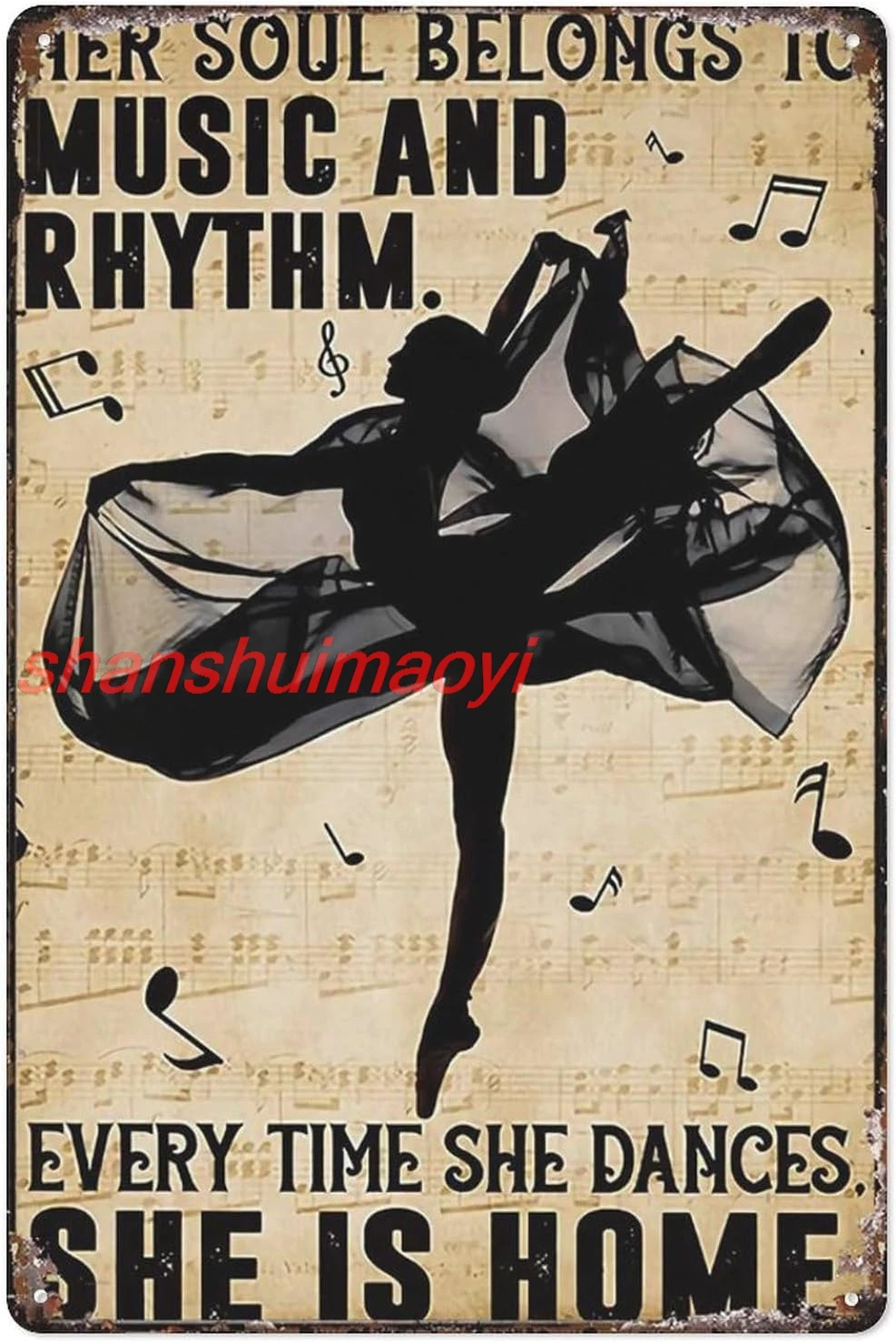 Оловянная вывеска MAI в стиле ретро, балетная танцовщица, меломана - ее Soul należy к музыке и ритму, каждый раз, она танцев для домашнего класса Оловянная вывеска MAI в стиле ретро, балетная танцовщица, меломана - ее Soul należy к музыке и ритму, каждый раз, она танцев для домашнего класса