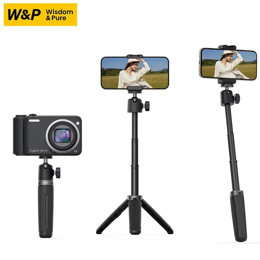 

W&P Selfie Stick Tripod Stand Mini 14inch with Light Bluetooth Remote Control Portable for iPhone Samsung Huawei Phone