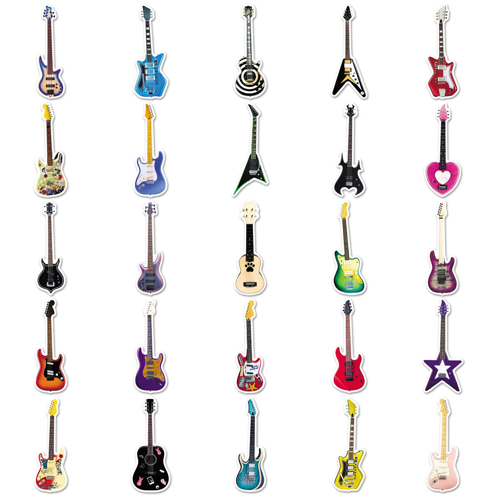 50 pçs dos desenhos animados instrumento musical guitarra adesivo personalizado criativo diy copo isolado portátil scooter motocicleta graffiti decalque