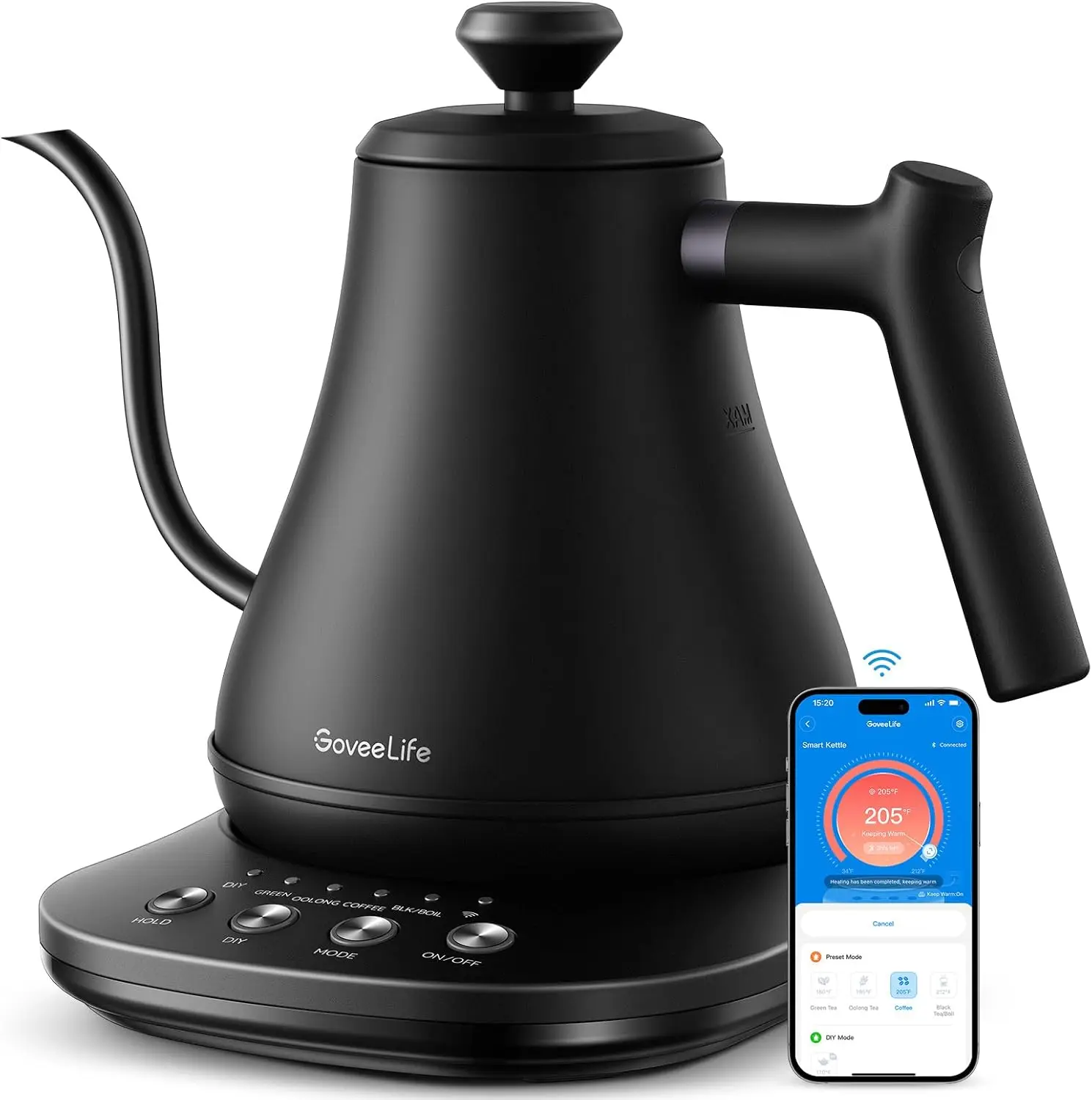 

Smart WiFi Gooseneck Kettle, 0.8L with Alexa, 5 Modes, Fast Heating & Keep Warm, Auto-Shut Off