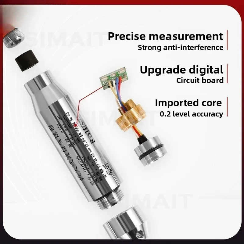 Submersible Level Transmitter for Water Tank | High Temp Acid/Alkali Resistant Sensor with RS485 Output