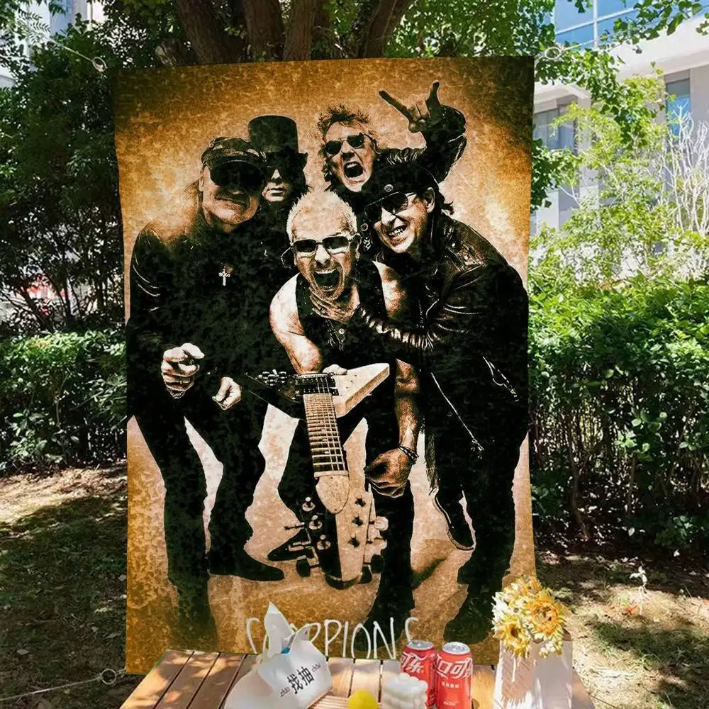 Band S-Scorpions bedruckte große Flagge, Kunst, Science-Fiction-Raum, Heimdekoration, Dekor-Banner