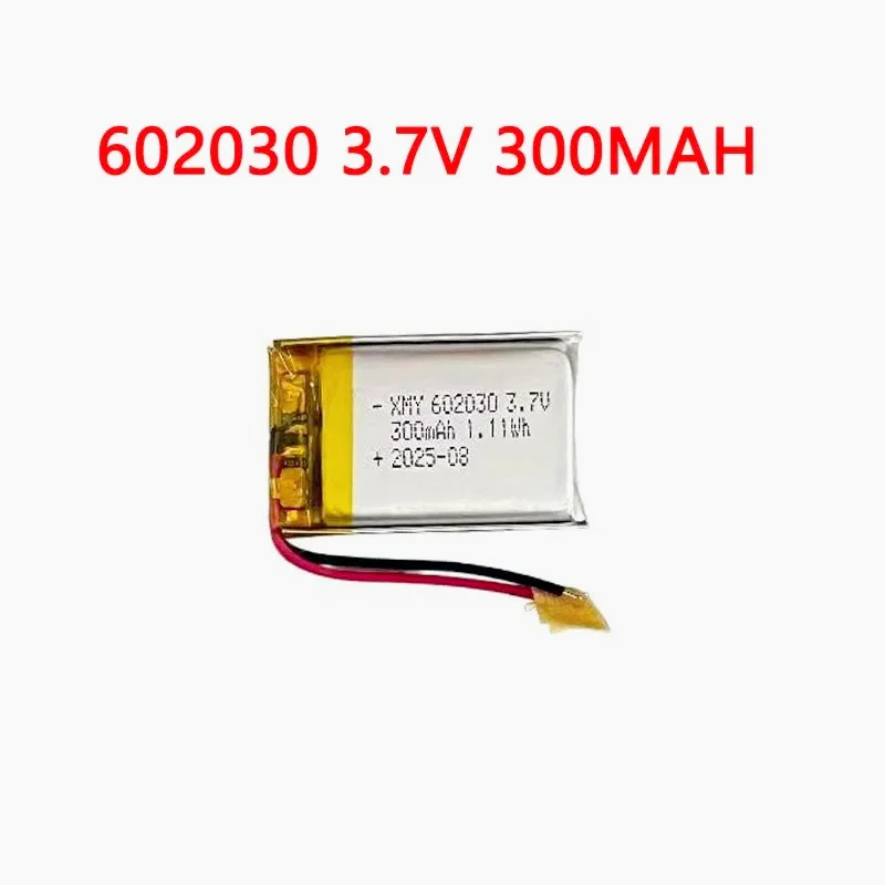 

602030 Polymer Lithium Ion Rechargeable Battery 3.7V 300mAh for Toys,LED Lights,Bluetooth Speakers,Smartwatches,Toy Guns Battery