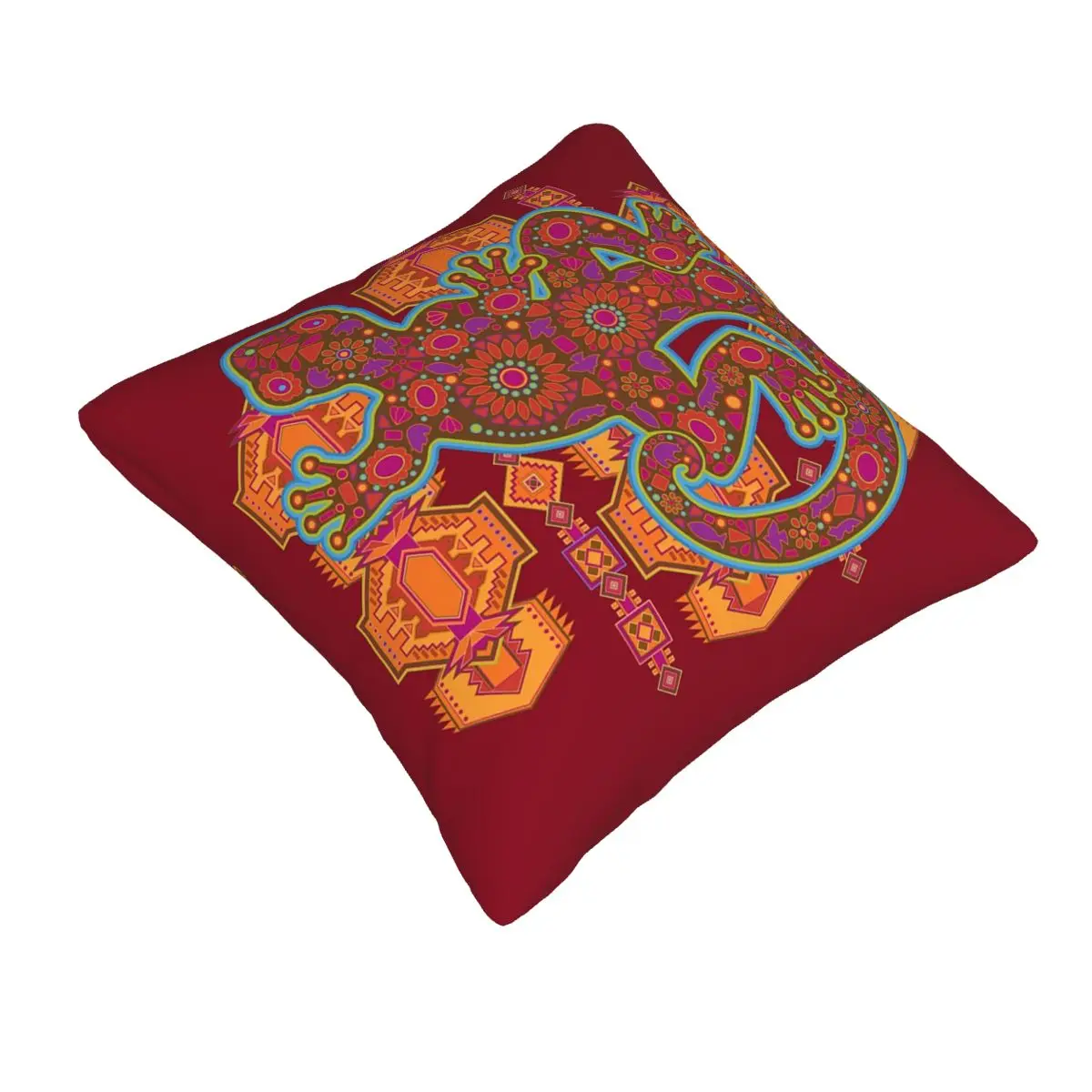Ethnic Tribal Lizard Salamander Square Pillowcase Pillow Cover Cushion Zip Decorative Comfort Throw Pillow for Home Car