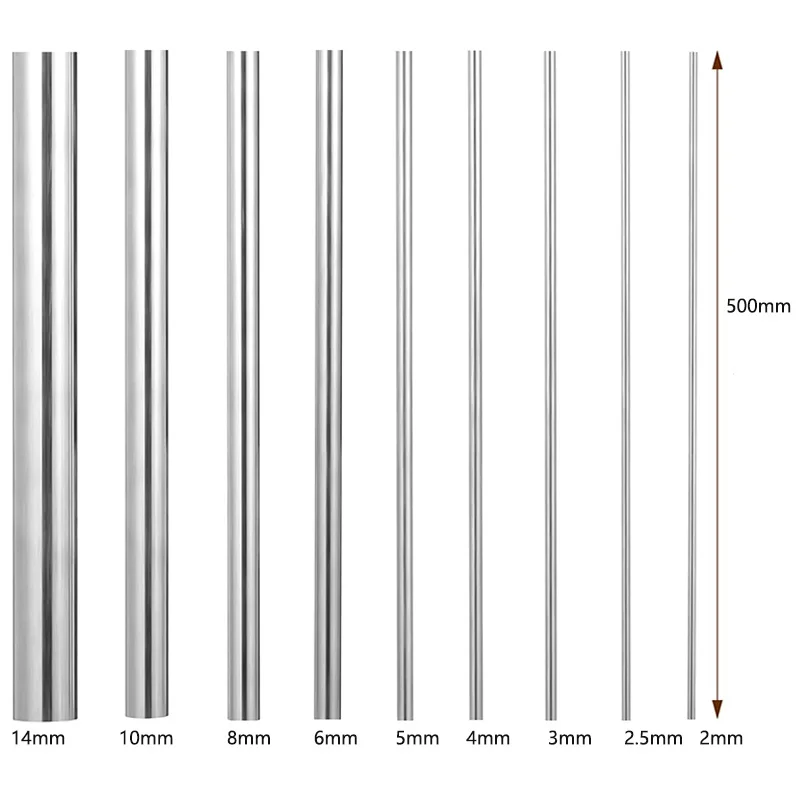 500mm Long Stainless Steel Rod Metal Working Hobbies and DIY Craft 2mm 2.5mm 3mm 4mm 5mm 6mm 8mm 10mm 14mm linear shaft