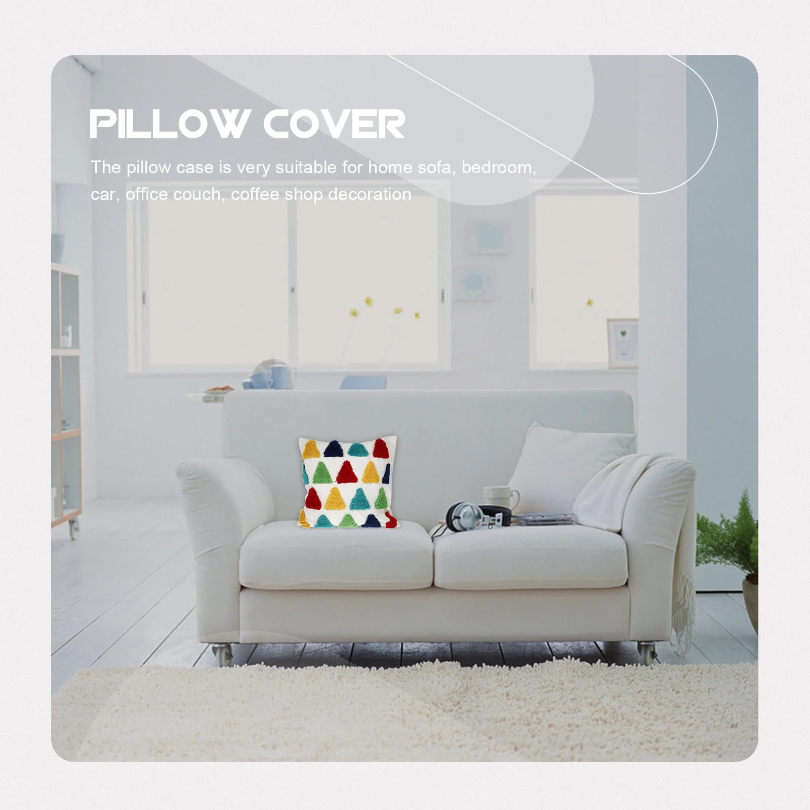 

Rainbow Decorative Case Canvas Home Sofa Bedroom Car Office Couch Coffee Shop Embroidery Pattern Textured Throw Pillow Cover