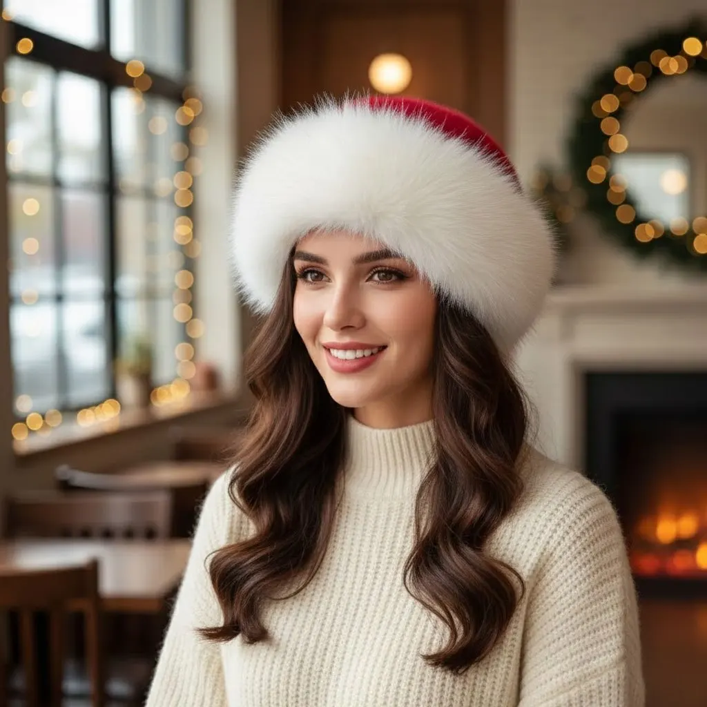 

Plush Xmas Santa Hat – Deluxe Soft & Thick Holiday Dress-Up Cap – Festive Novelty Party Supplies and Decorations