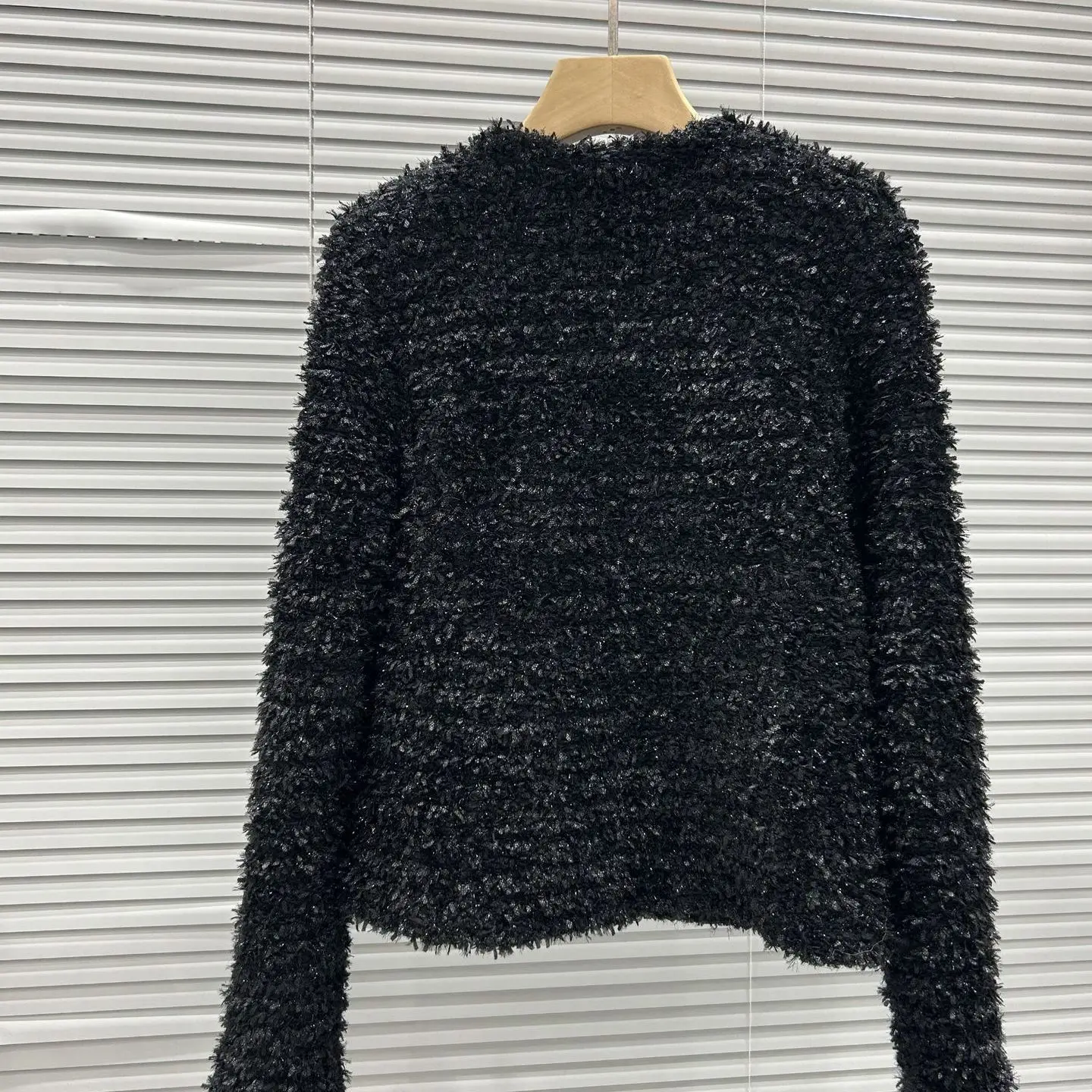 سترة نسائية محبوكة راقية طويلة Sve مستديرة Ne مفتوحة سترة Jaet Parisian فاخرة Sle صف مزدوج ذهبي أزرق إلي #5