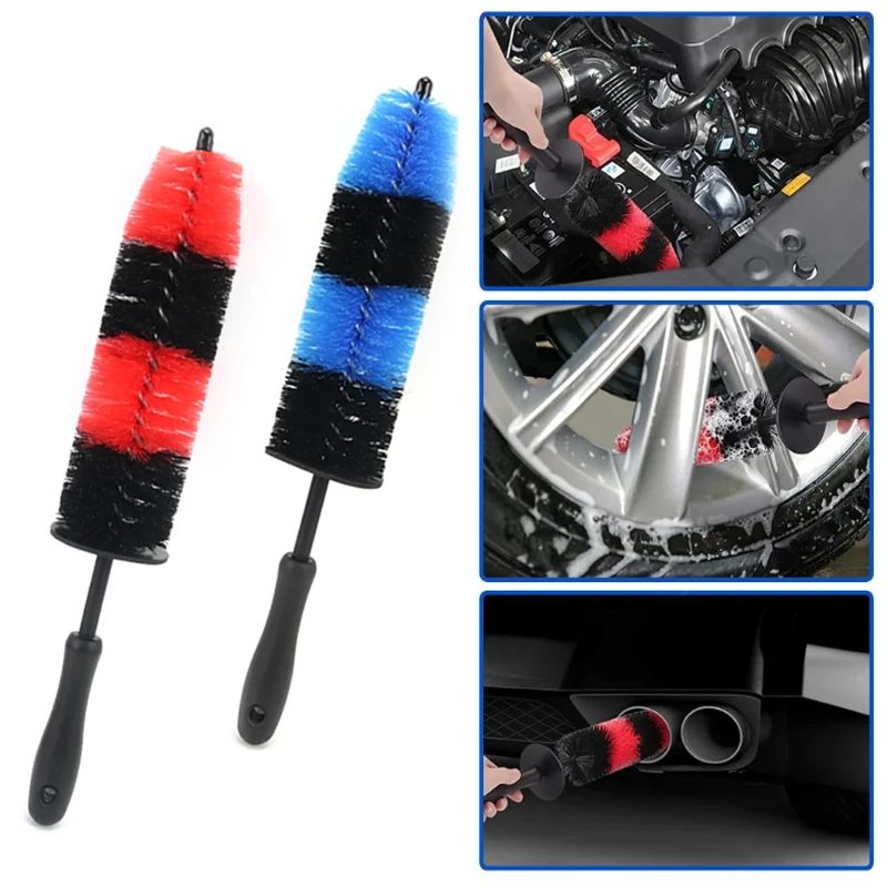 

Car Cleaning Brush Dual Head Dual Purpose Steel Rim Bi-Colour Extended Wheel Cleaning Crevice Dusting Detail Brush Auto Parts