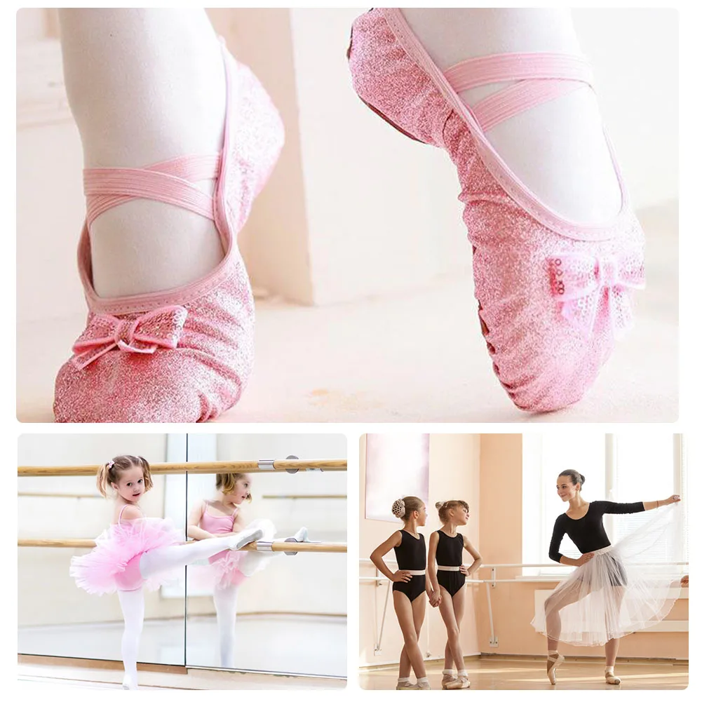 Girls Ballet Shoes Kids Dance Slippers Professional Canvas Soft Sole Shiny Ballet Dance Girls Female Ballet Yoga Gym Dance Shoes