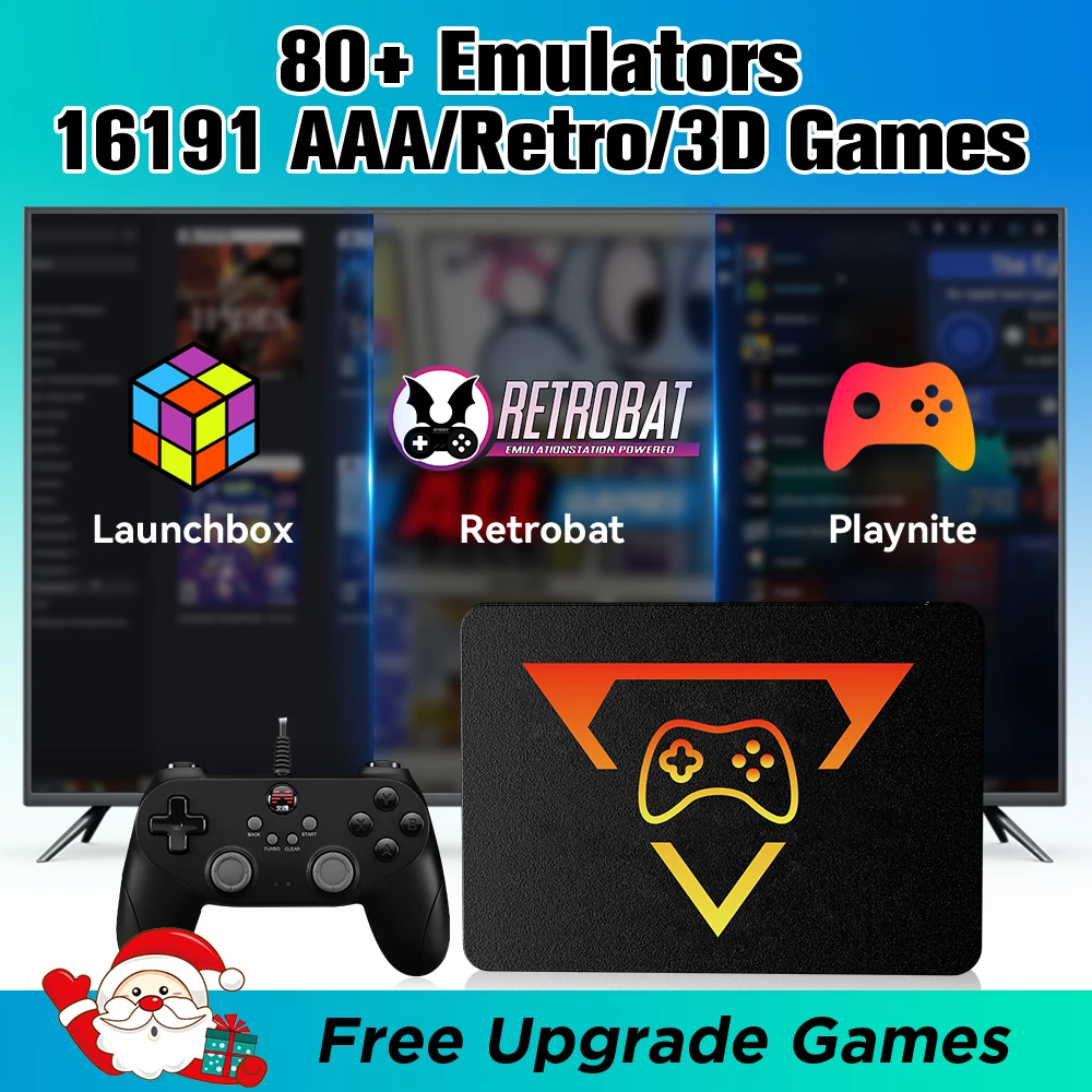 Portable Retro Gaming SSD 80+Emulators for PS5/PS4/PS3/PS2/XBOX One/SWITCH/WII/DC 16191 Games Launchbox＆Retrobat＆Playnite for PC