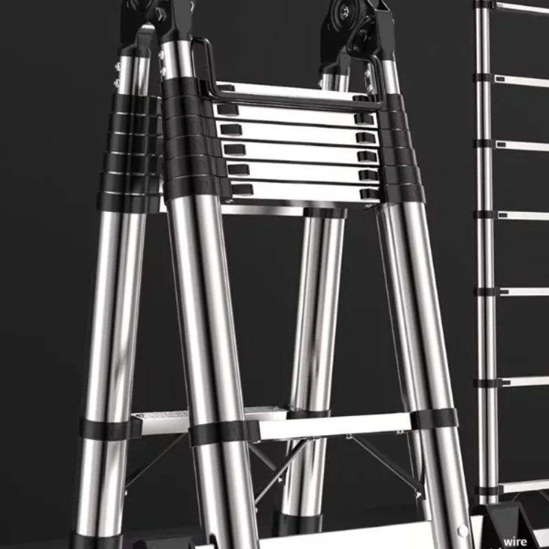 Lifting Engineering Ladder Aluminum Alloy Portable Home Trestle Ladder Multi-Functional Stainless Steel Folding Ladder