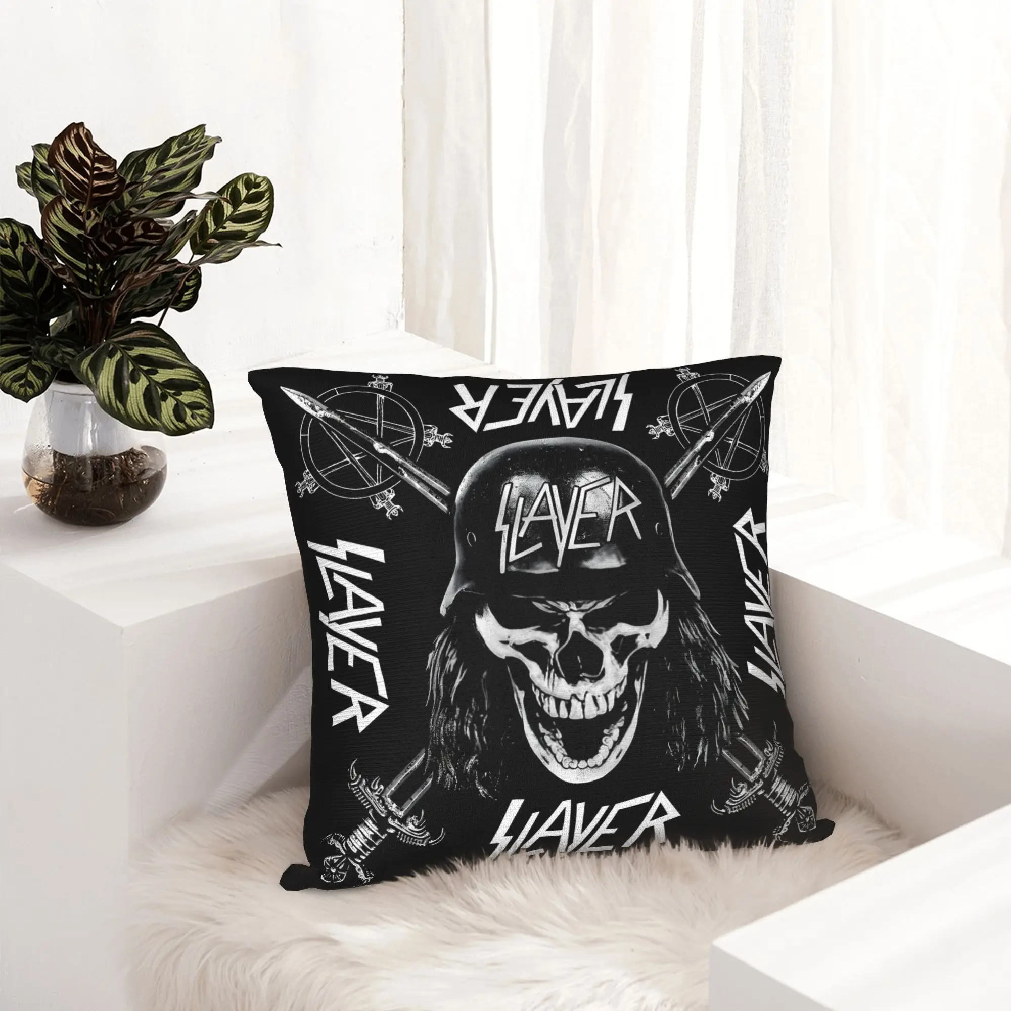 S-Slayers Metal Band Luxury Pillow Cover Living Room Decoration Skull  Cushion