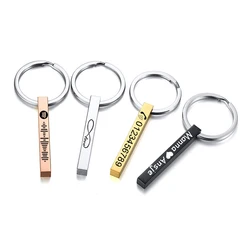 Custom Code Keychain Bar Stainless Steel Jewelry Personalized Spotify Code Phone Number Name Text Keyring Key Chain 5 Color Gift